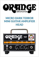 Go to product page for Orange Micro Dark Terror Mini Guitar Amplifier Head (20 Watts)